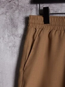 GENTILAND 男士字母貼布襯衫和腰部抽繩短褲不帶T恤 - 棕色 - 查看 9