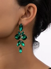 Pendientes con diseño de diamante de imitación - Verde - Ver 1