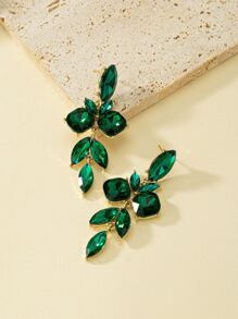 Pendientes con diseño de diamante de imitación - Verde - Ver 3