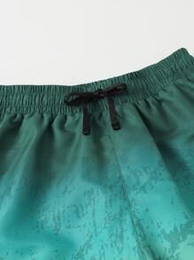 Tween Boy Ombre Print Drawstring Waist Swim Shorts Summer Holiday