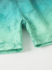 Tween Boy Ombre Print Drawstring Waist Swim Shorts Summer Holiday