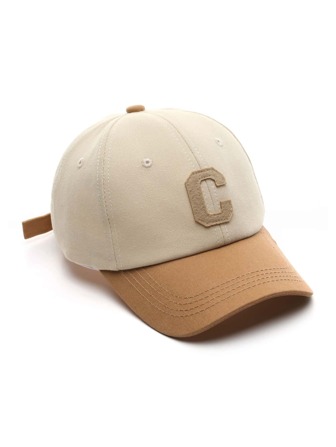 1pc Fashionable Vintage C Embroidery Baseball Cap In Khaki Color Street