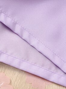 SHEIN Girls Appliques Contrast Mesh Hem Dress - Lilac Purple - View 7