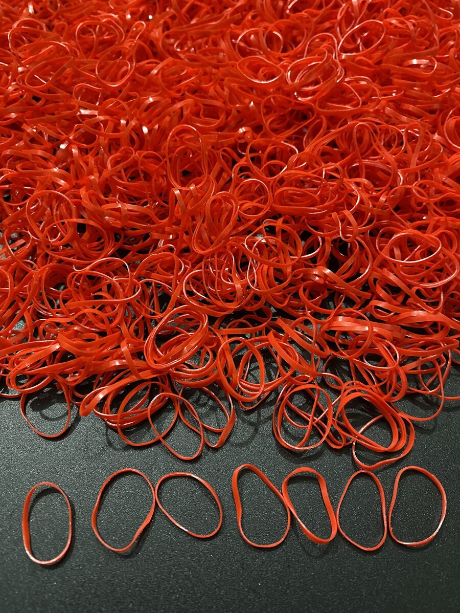 1000个红色弹力发圈，多色可选，休闲发绳，发圈，马尾辫发绳，头饰 - 紅色 - 查看 1