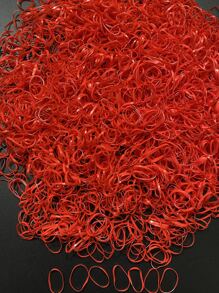 1000个红色弹力发圈，多色可选，休闲发绳，发圈，马尾辫发绳，头饰 - 紅色 - 查看 4