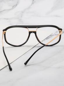 Geometric Frame Top Bar Eyeglasses - Black - View 2