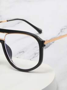 Geometric Frame Top Bar Eyeglasses - Black - View 5