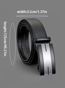 Cinturón de trabajo con hebilla automática y relieve de piel de lichi para hombre - Negro - Ver 5