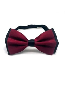 1入組男士兩色調蝴蝶領帶，耐用、多用途且時尚，適用於婚禮、派對、假期和休閒場合 - 酒紅色 - 查看 1