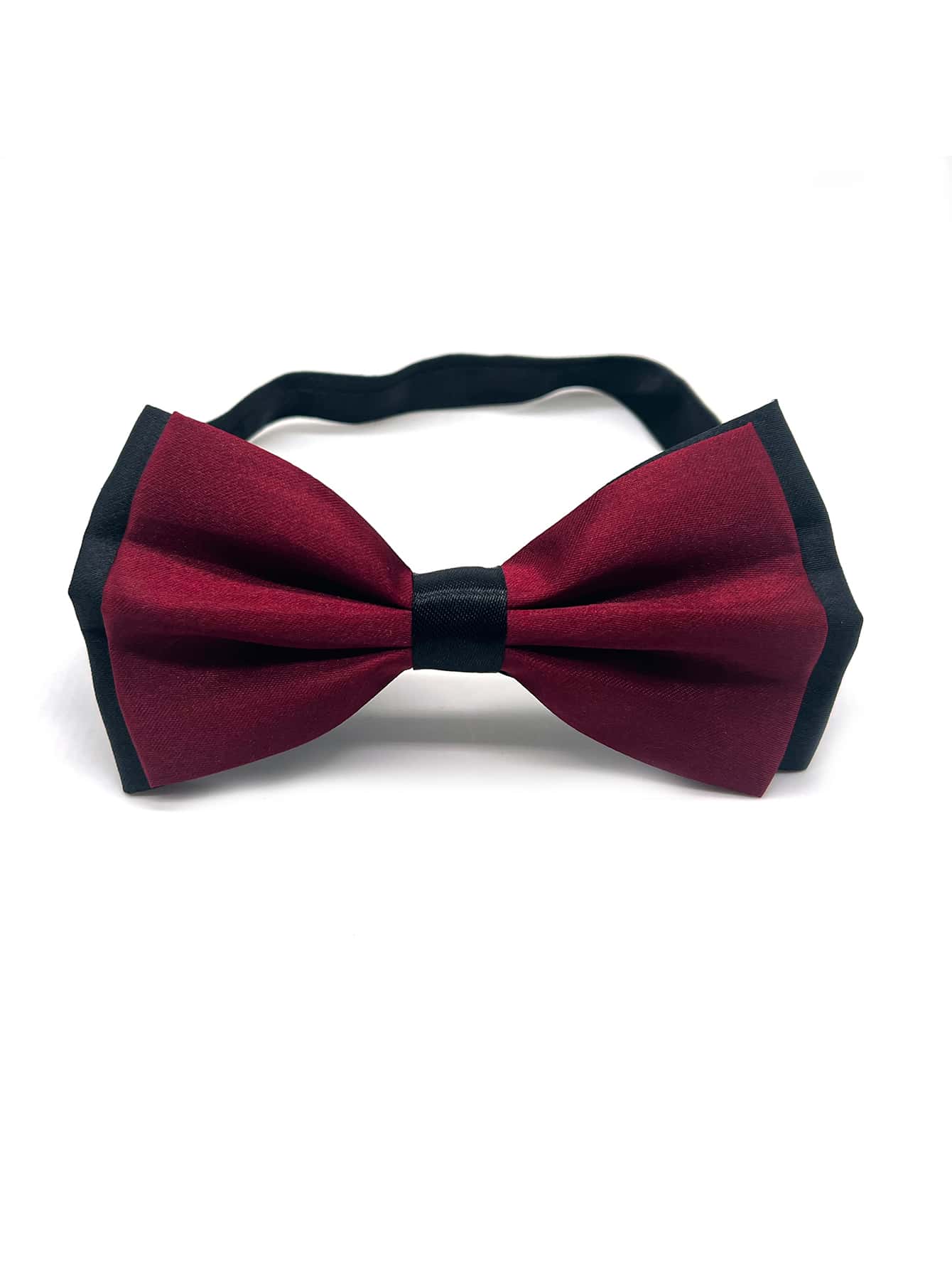 1入組男士兩色調蝴蝶領帶，耐用、多用途且時尚，適用於婚禮、派對、假期和休閒場合 - 酒紅色 - 查看 1