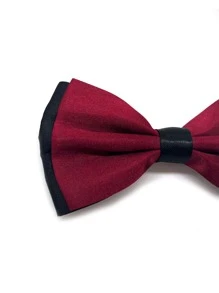 1入組男士兩色調蝴蝶領帶，耐用、多用途且時尚，適用於婚禮、派對、假期和休閒場合 - 酒紅色 - 查看 4