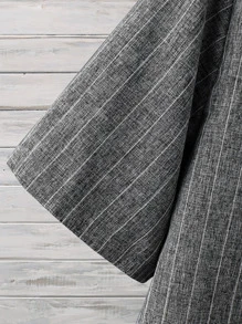 Manfinity Homme Men Striped Shirt & Drawstring Waist Shorts Without Tee - Grey - View 3