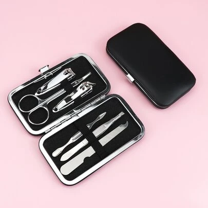 6 件银色便携式指甲钳套装，优质不锈钢超锋利坚固弧形边缘修剪器手指甲和脚趾甲钳，指甲钳套装带指甲锉，美甲用品，美甲工具，美甲工具，返校，指甲，按压式指甲工具