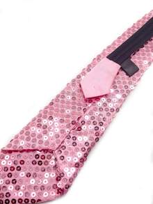 Men Sequin Decor Tie - Pink - View 5