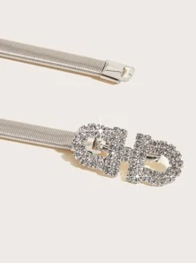 Party Elegant Rhinestone Decor Belt Dress Belt Halloween Summer, School Fall, Autumn, Halloween - Silver - View 4