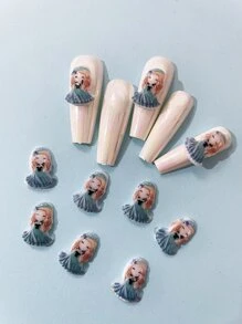 10pcs/set Little Girls' 3d Cartoon Princess Skirt Cute Nail Art Decorative Accessories - Multicolor - View 1