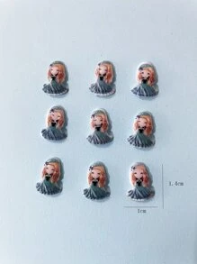 10pcs/set Little Girls' 3d Cartoon Princess Skirt Cute Nail Art Decorative Accessories - Multicolor - View 4