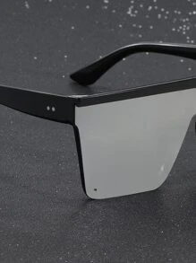 1 Pair Men Acrylic Geometric Flat Top Fashion Glasses Beach Accessories Glasses Shades Looks Street Style And Suit For Sweater Jacket Sweatshirt Hoodie Leather Pants And Cargo Pants Beach Toys For Summer Beach Vacation,Outdoor,Travel - Grey - View 7