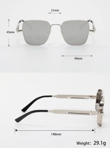 1pair Men's Metallic Square Lateral Punk Style Glasses Beach Accessories Glasses Shades - Grey - View 3