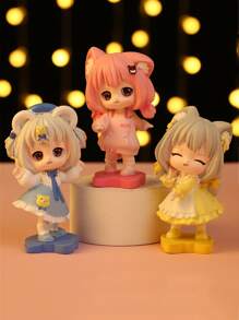 1 件裝樹脂蘿莉貓女孩雕像 - 粉色 - 查看 3