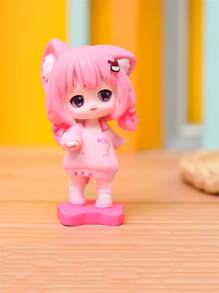 1 件裝樹脂蘿莉貓女孩雕像 - 粉色 - 查看 1