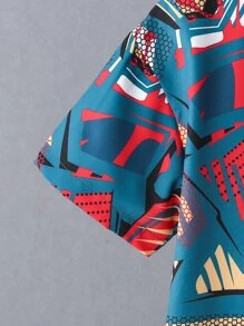 SHEIN Bộ hai mảnh Trai Túi Nút phía trước Đồ họa Giải trí - Nhiều màu - Xem 4