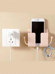 1個手機支架箱掛式收納盒壁掛充電器掛鉤充電底座汽車多功能支架 - 粉色 - 查看 1