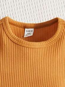 SHEIN Đứa bé trai 2 Miếng Đồ đan Ribbed Áo Tank Romper - Nhiều màu - Xem 3