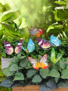 10 piezas Estaca de jardín en forma de mariposa decorativo - Multicolor - Ver 4