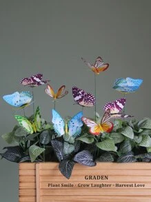10 piezas Estaca de jardín en forma de mariposa decorativo - Multicolor - Ver 5