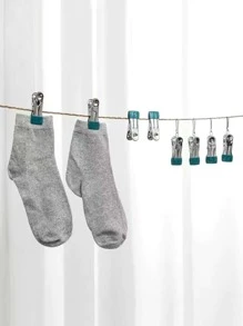 10 cái Kẹp quần áo hạng nặng cỡ nhỏ chống trượt, Kẹp phơi quần áo - Màu xanh nhạt - Xem 10