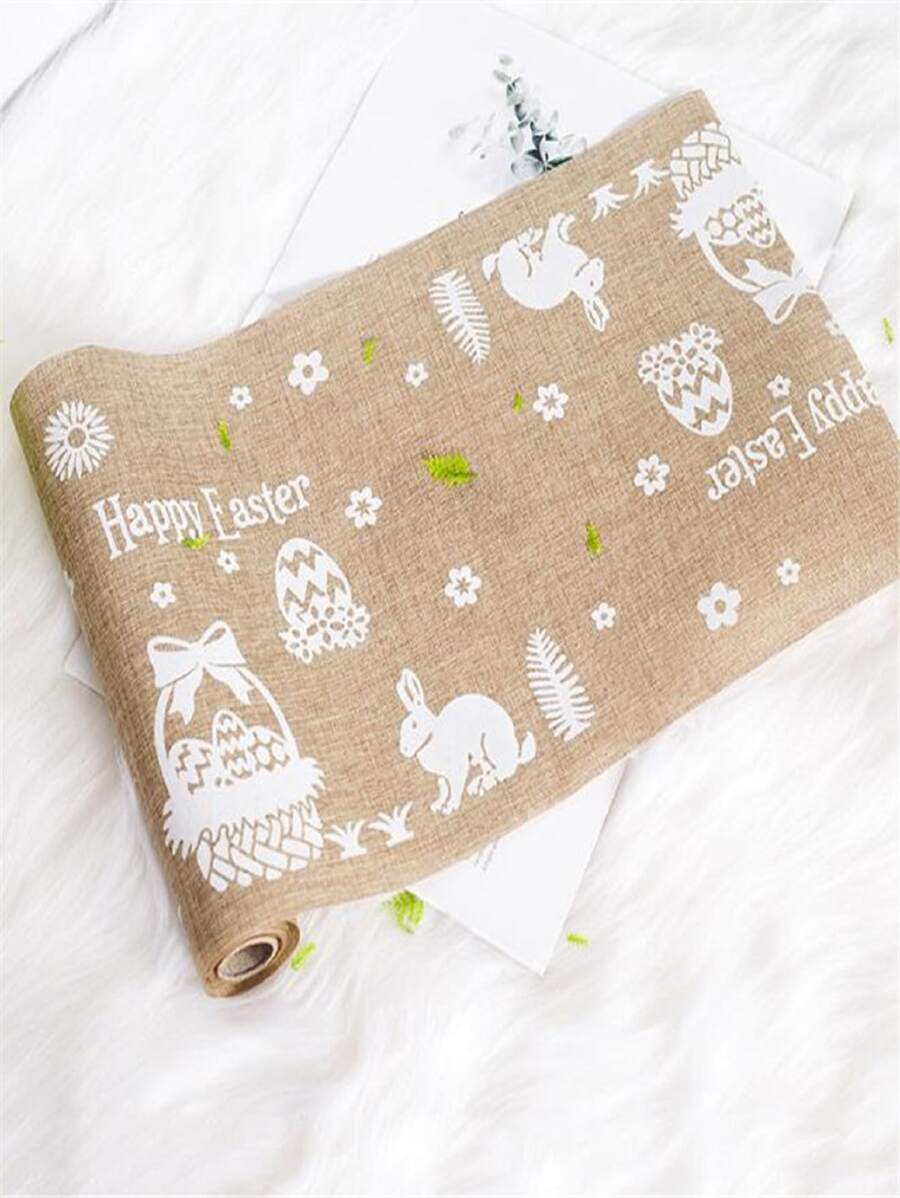 1 pieza Corredor de cama Huevo de Pascua & con patrón de conejo moderno poliéster para casa - Multicolor - Ver 1