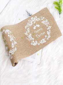 1 pieza Corredor de cama Huevo de Pascua & con patrón de conejo moderno poliéster para casa - Multicolor - Ver 3
