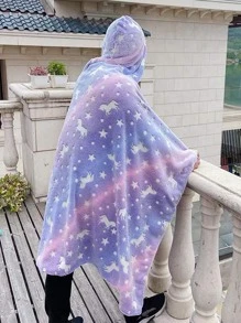 1pc Glow In The Dark Blanket, Purple Unicorn Throw Blanket For Bedroom & Living Room, Home Decor - Purple - View 3