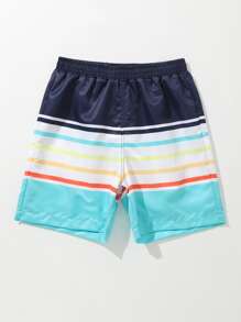 Boys Striped Swim Shorts - Multicolor - View 1