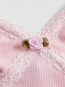 SHEIN MOD 蕾絲邊吊帶上衣 - 淺粉色 - 查看 3