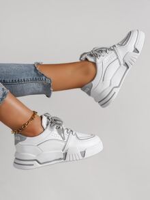 Giày Giản dị Nữ Lá thư Ren lên Thể thao - Xám - Xem 2