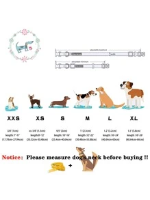 1pc Floral Pattern Pet Collar & 1pc Bow - Pink - View 3