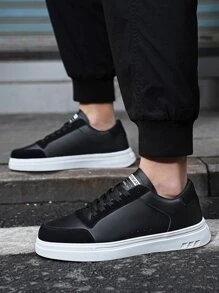 Men's Simple And Fashionable Comfortable Breathable Outdoor All-Match Anti-Slip Low-Cut Sports Shoes Casual Sneakers - Black - View 3