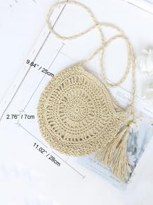Yogodlns 流蘇裝飾鏤空草編包 - 米色 - 查看 6