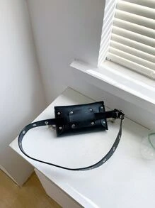 Minimalist Flap Belt Bag, Preppy Bum Bag For The First Day Of School - Black - View 4