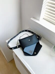 Minimalist Flap Belt Bag, Preppy Bum Bag For The First Day Of School - Black - View 5