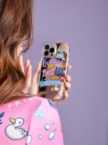 FRIENDS X SHEIN 標語圖案鏡面手機殼 - 彩色 - 查看 2