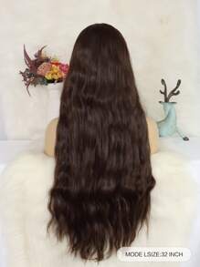 Peluca sintética extra larga rizado con tupe - Marrón - Ver 2