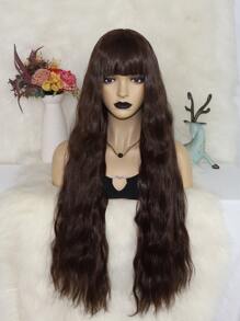 Peluca sintética extra larga rizado con tupe - Marrón - Ver 3