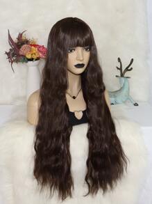 Peluca sintética extra larga rizado con tupe - Marrón - Ver 5