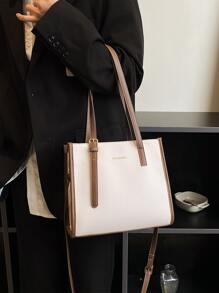 BELLEBORG Túi vai Tương phản ràng buộc Có thể điều chỉnh được Đôi tay cầm Thanh lịch - trắng - Xem 2