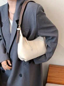 Túi Hobo tối giảnTúi xách tay, Túi đeo vaiTối giản, Màu trơnDành cho bé gái, Dành cho phụ nữ, Dành cho phụ nữ, Tân binh & Nhân viên văn phòng, Đi làm, Mua sắm, Túi xách nữ công sở thường ngày, Hoàn hảo cho văn phòng, kinh doanh và công việc - Màu be - Xem 2