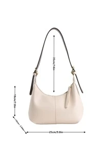Túi Hobo tối giảnTúi xách tay, Túi đeo vaiTối giản, Màu trơnDành cho bé gái, Dành cho phụ nữ, Dành cho phụ nữ, Tân binh & Nhân viên văn phòng, Đi làm, Mua sắm, Túi xách nữ công sở thường ngày, Hoàn hảo cho văn phòng, kinh doanh và công việc - Màu be - Xem 3