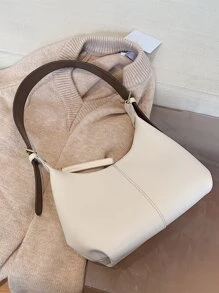 Túi Hobo tối giảnTúi xách tay, Túi đeo vaiTối giản, Màu trơnDành cho bé gái, Dành cho phụ nữ, Dành cho phụ nữ, Tân binh & Nhân viên văn phòng, Đi làm, Mua sắm, Túi xách nữ công sở thường ngày, Hoàn hảo cho văn phòng, kinh doanh và công việc - Màu be - Xem 4